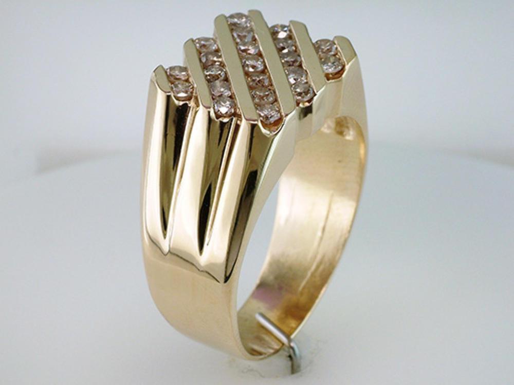 High Quality Mens 0.65ct Diamond 14k Yellow Gold Wedding Cocktail Ring