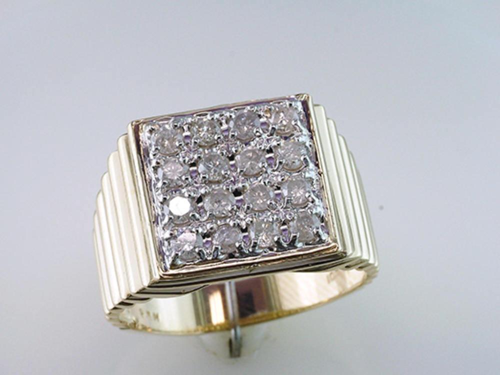 High Quality Mens 1.00ct Diamond Yellow Gold Wedding Cocktail Ring