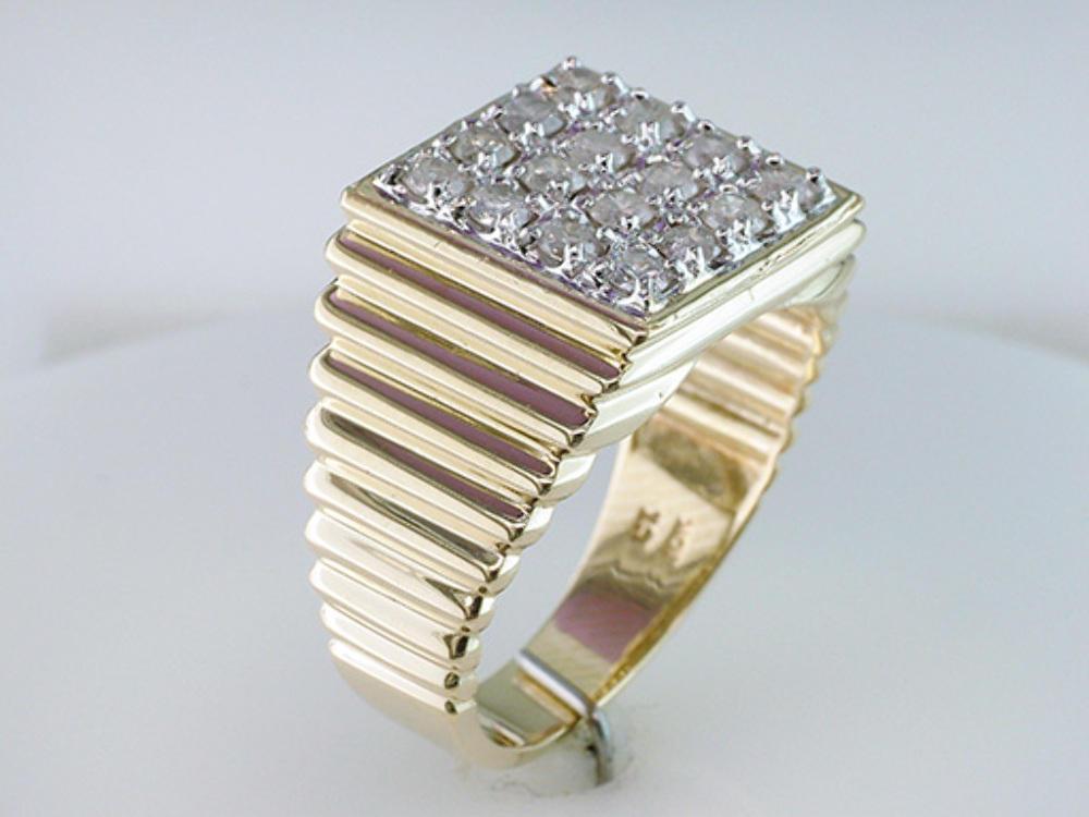 High Quality Mens 1.00ct Diamond Yellow Gold Wedding Cocktail Ring