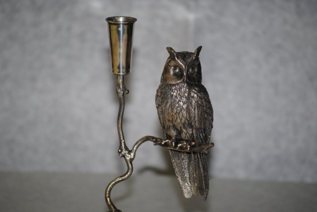 Pair owl shaped candlesticks Italian 1950
