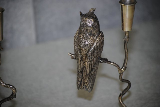 Pair owl shaped candlesticks Italian 1950