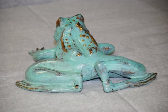 Sculpture bronze bull frog Italian 1900