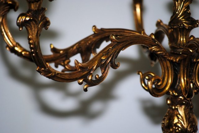 Pair gilded bronze candelabras Italian 1930