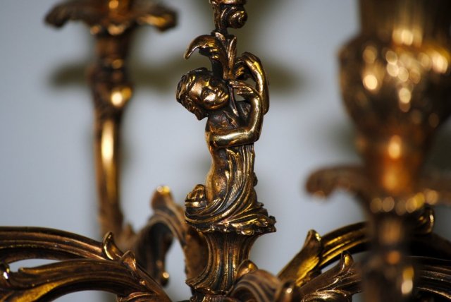 Pair gilded bronze candelabras Italian 1930