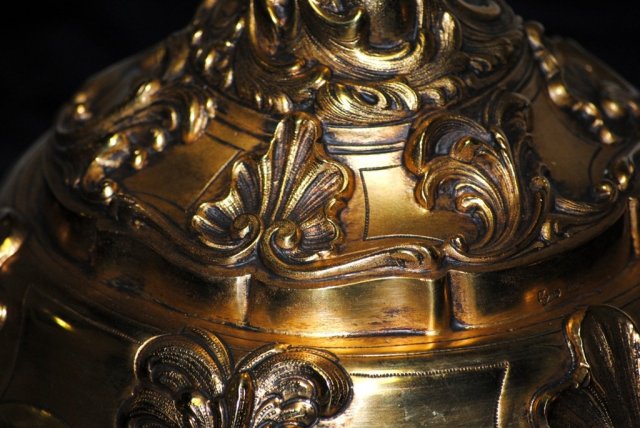 Pair gilded bronze candelabras Italian 1930