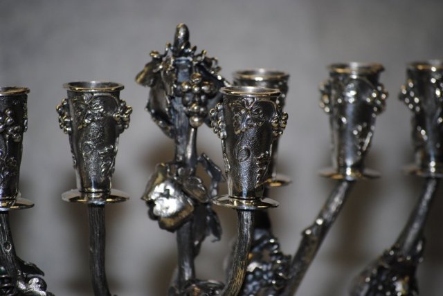 Grape tree sterling silver menorah Italian 1930