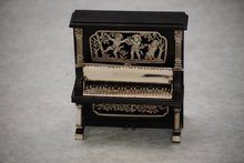 Miniature ebony and silver upright piano Italian 1950