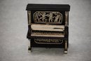 Miniature ebony and silver upright piano Italian 1950