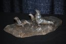 Seals family sculpture sterling silver, Italian 1940