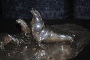 Seals family sculpture sterling silver, Italian 1940