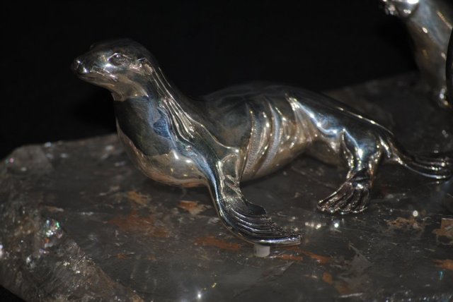 Seals family sculpture sterling silver, Italian 1940