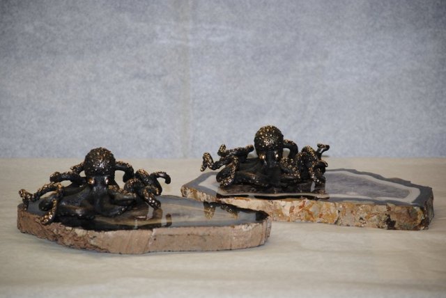 Pair of bronze octopus Italian 1950