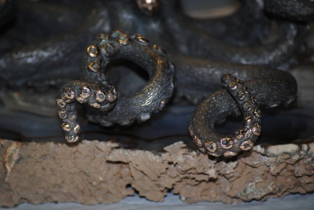 Pair of bronze octopus Italian 1950