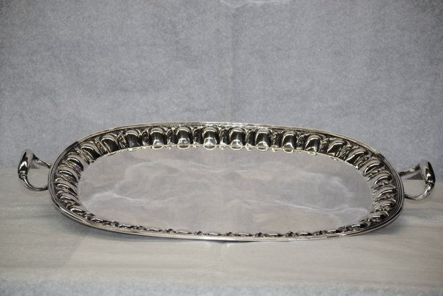 Antique silver oval tray Italian 1930's