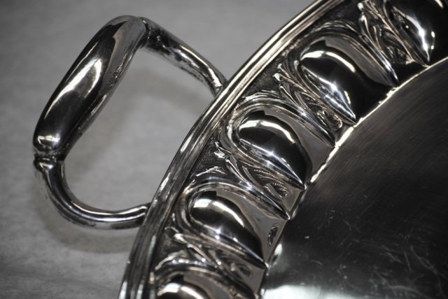 Antique silver oval tray Italian 1930's