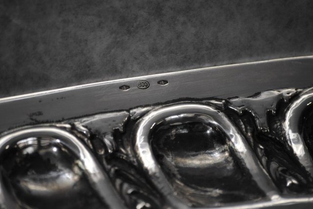 Antique silver oval tray Italian 1930's