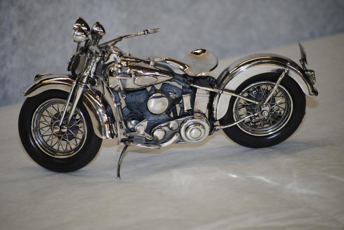 Italian sterling silver Harley Davidson Flathead 1940 motorcycle