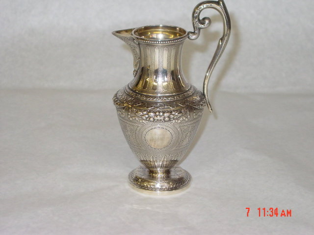 Pair antique Victorian sugar bowl and creamer Glasgow 1869