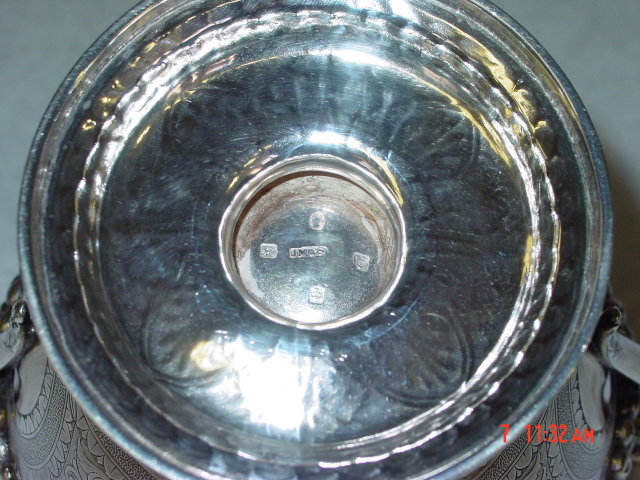 Pair antique Victorian sugar bowl and creamer Glasgow 1869