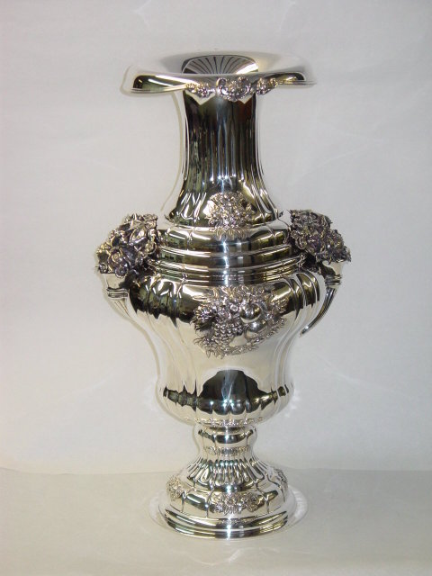 Cornucopia horn motives big flowers vase Italian 1957