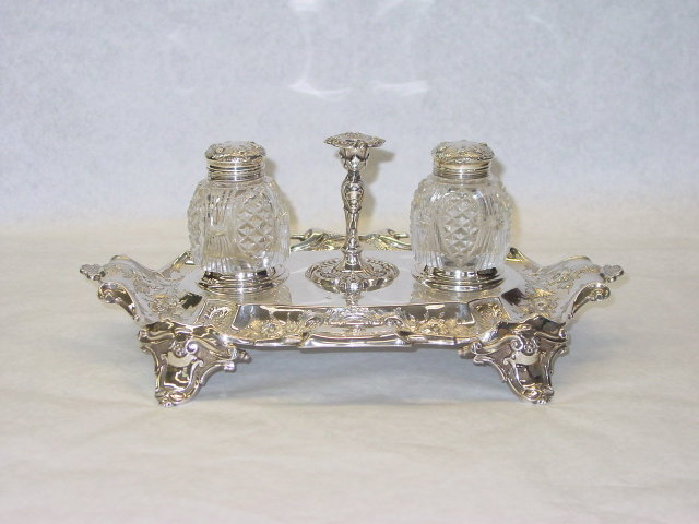 Antique inkstand Victorian Sheffield 1887