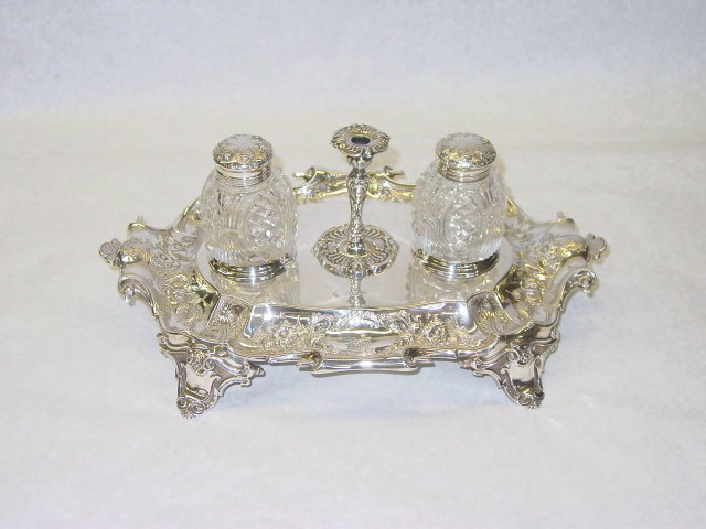 Antique inkstand Victorian Sheffield 1887