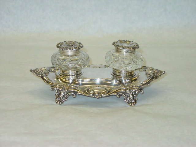 Antique inkstand Victorian London 1885