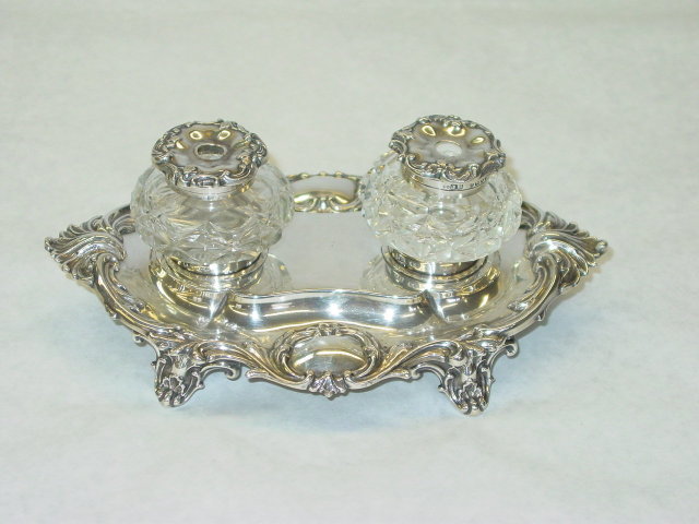 Antique inkstand Victorian London 1885