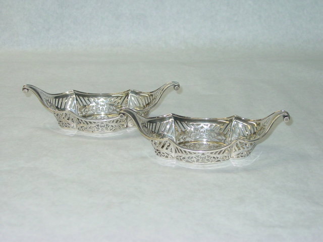 Antique pair pierced candies baskets London 1897