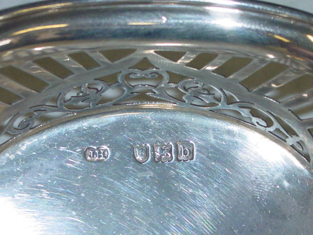 Antique pair pierced candies baskets London 1897