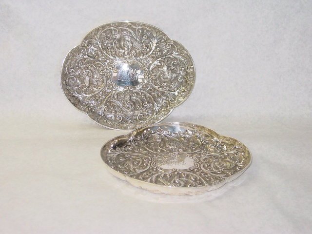 Antique pair of chased plates London 1890