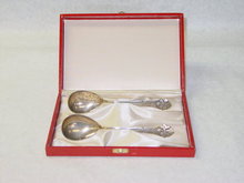 Antique pair marmalade spoons Denmark 1925
