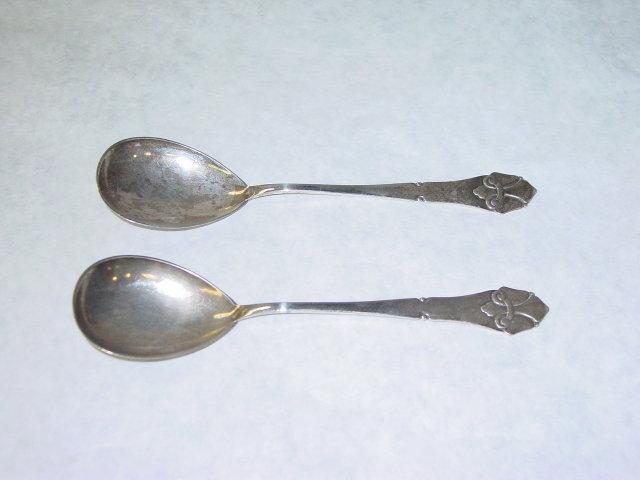 Antique pair marmalade spoons Denmark 1925