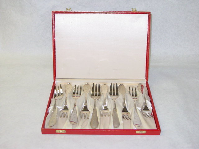 Antique dessert forks set Denmark 1934