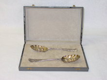 Antique pair fruit spoons George III London 1842