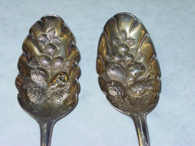 Antique pair fruit spoons George III London 1842