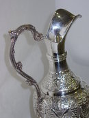 Grape style repoussè wine ewer with charger dish Italian 1950