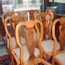 6 Burled Walnut and Chestnut Carved Chairs