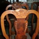 6 Burled Walnut and Chestnut Carved Chairs
