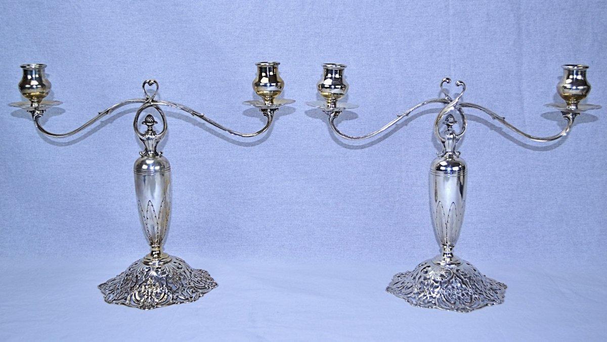 Sterling & Welch Sterling Silver Art Nouveau Candelabra