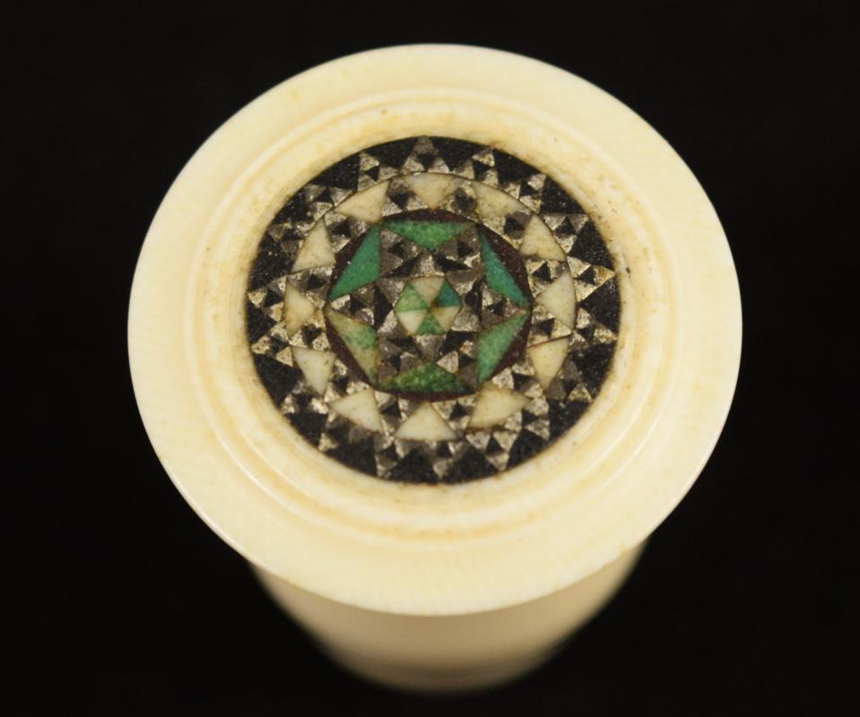 Antique Pre-Ban Ivory Sewing Collectible - Thread Holder Ornate Top