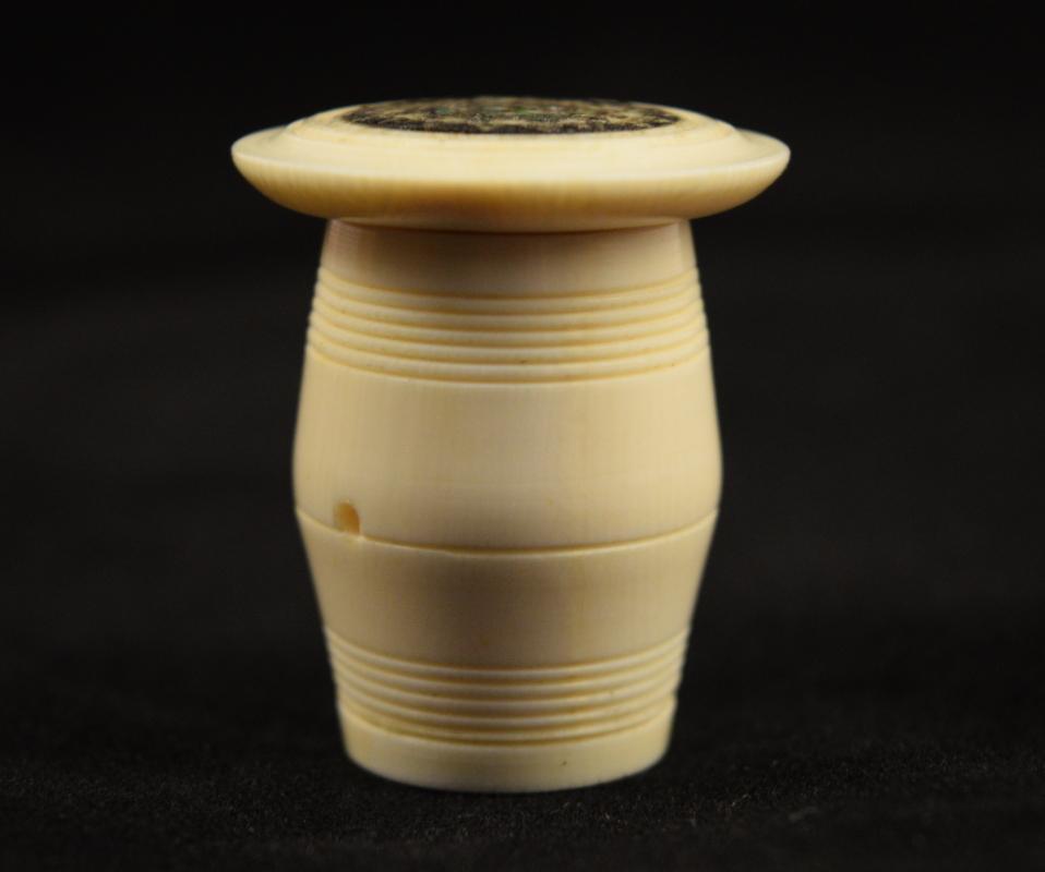 Antique Pre-Ban Ivory Sewing Collectible - Thread Holder Ornate Top
