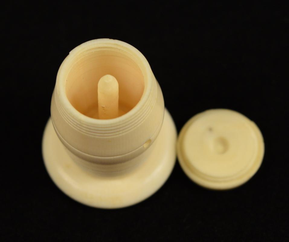 Antique Pre-Ban Ivory Sewing Collectible - Thread Holder Ornate Top