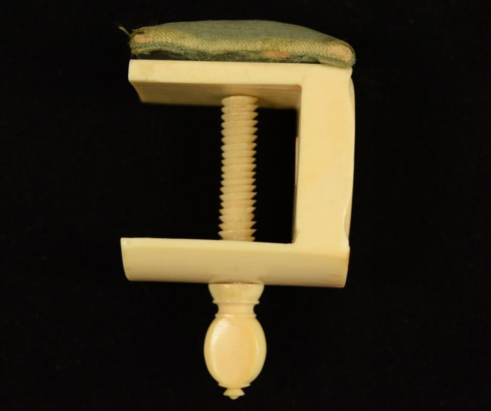 Antique Pre-Ban Ivory Sewing Collectible - Pincushion Clamp