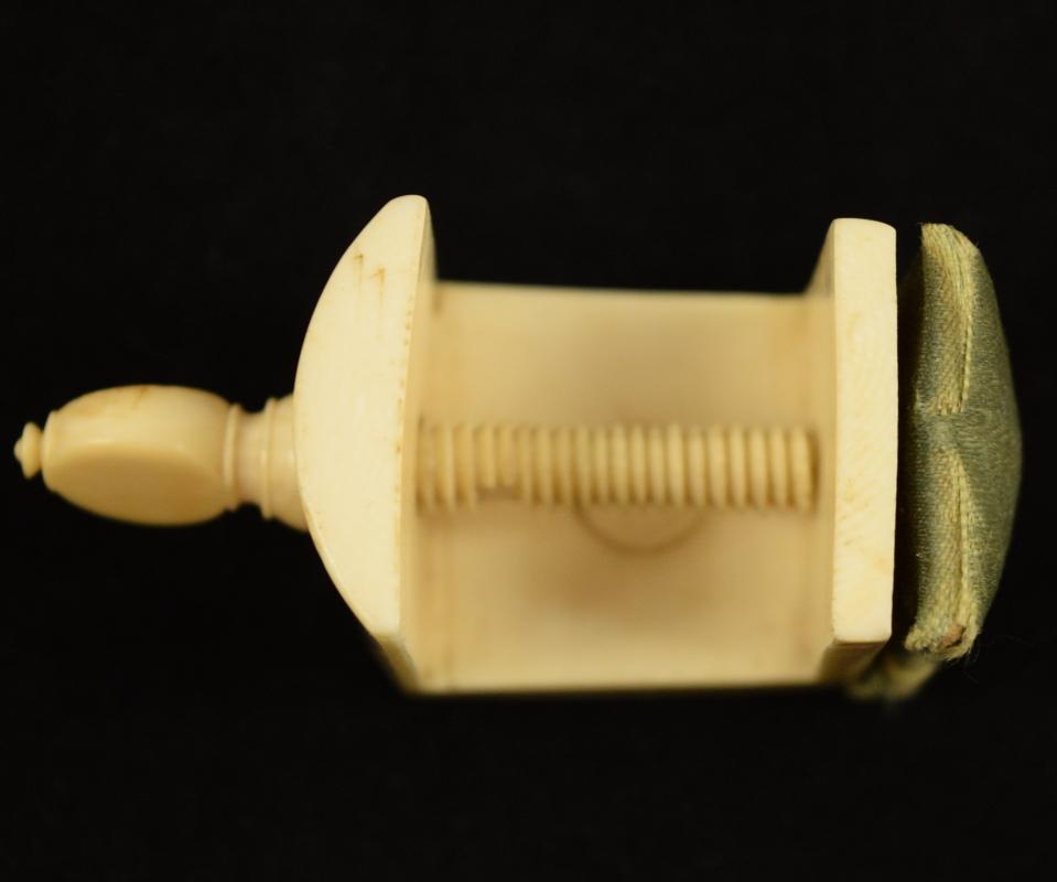 Antique Pre-Ban Ivory Sewing Collectible - Pincushion Clamp