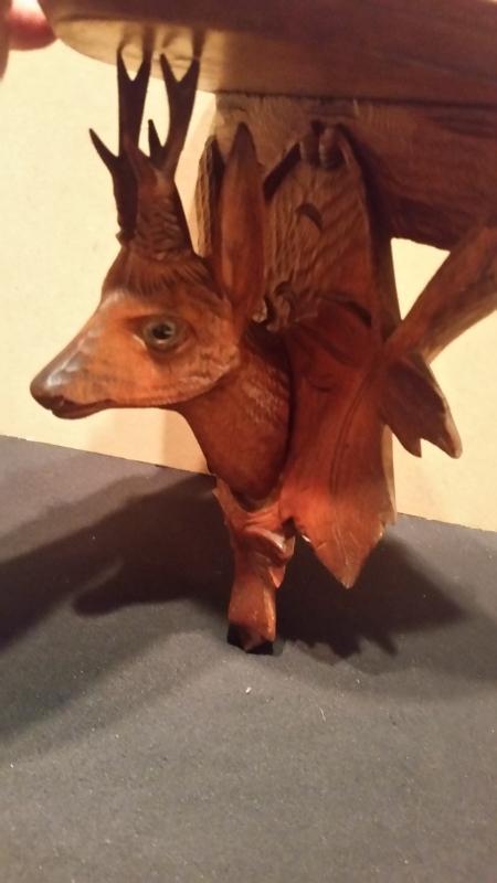 Carved Wood Deer Glass Eyes Shelf Holder