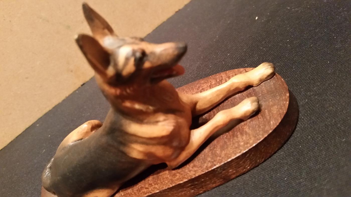 Anri Hand Carved German Shephard Vintage
