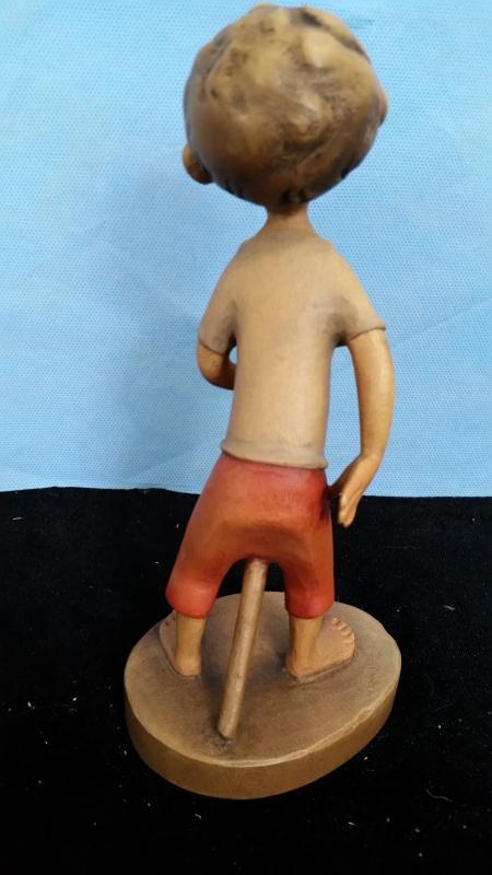 Anri Boy with Hobby Horse Hand Carved 7.5 Inches tall