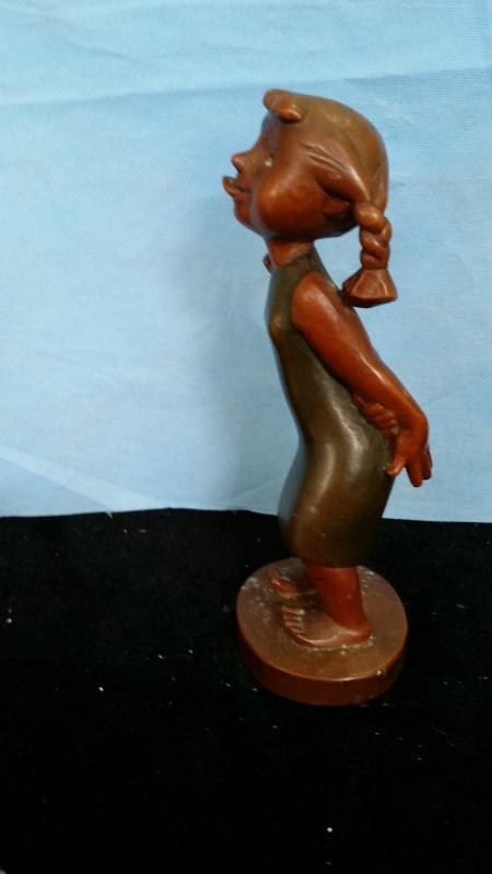 Anri Girl Sticking Tongue Out Hand Carved Italy