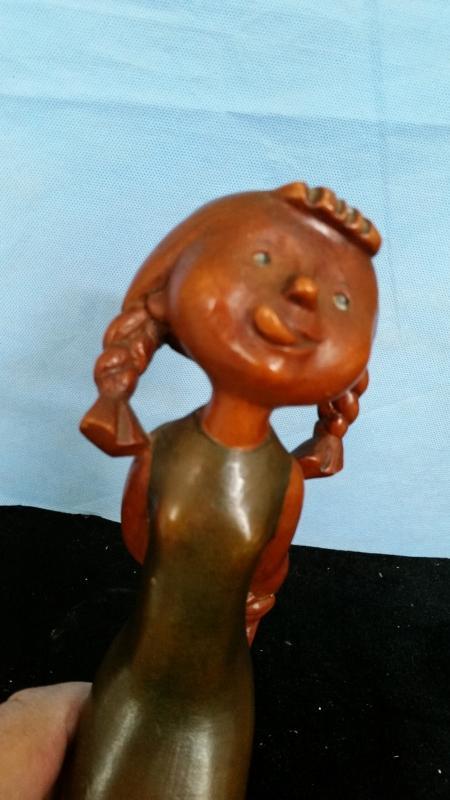 Anri Girl Sticking Tongue Out Hand Carved Italy